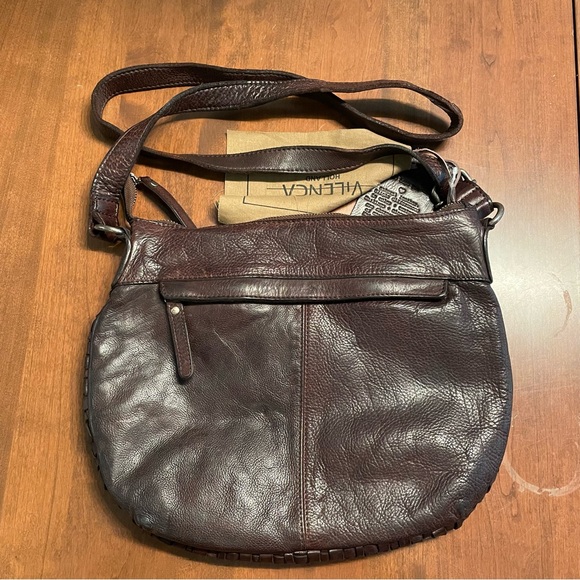 VILENCA brand leather woven crossbody chocolate brown - Picture 2 of 6